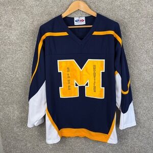 Athletic Knit Blue Devils Hockey Jersey #17 Navy Blue Gold Mens XL